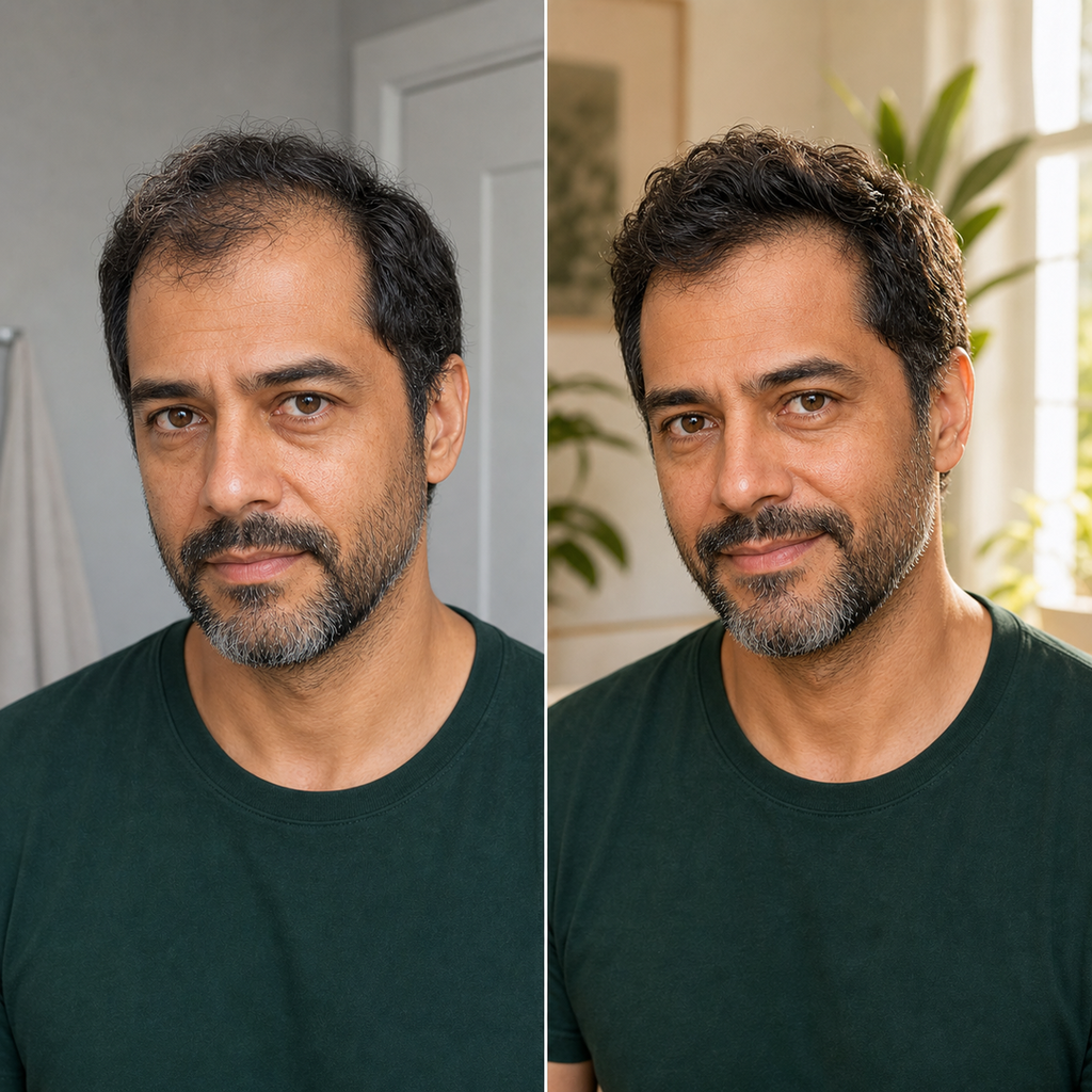 Cabelo masculino após o tratamento com o Óleo Capilar Batana