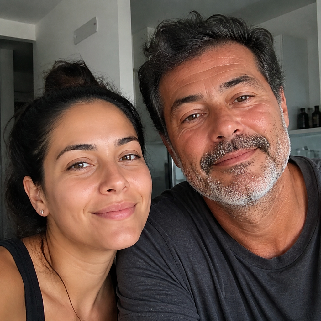 Mulher e homem com olhar vivo