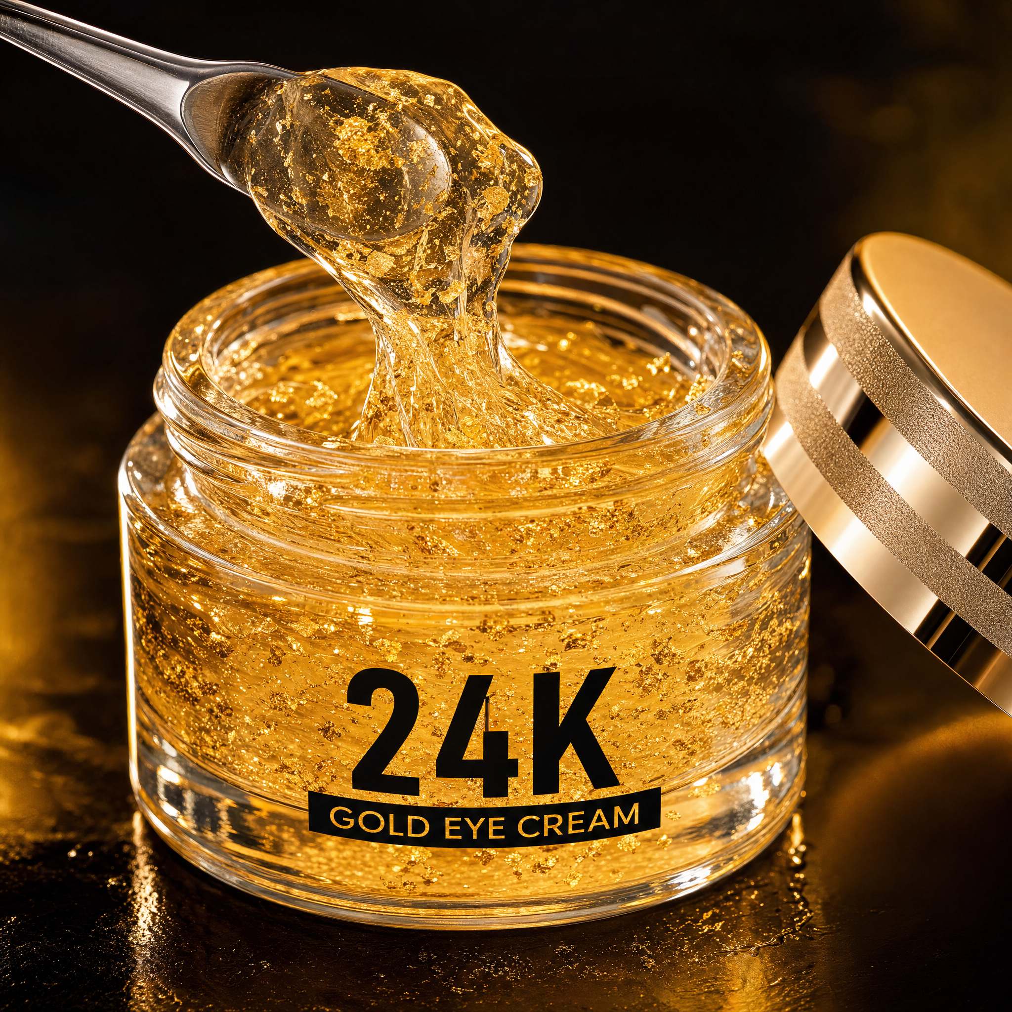 Textura do gel dourado com partículas de ouro 24K