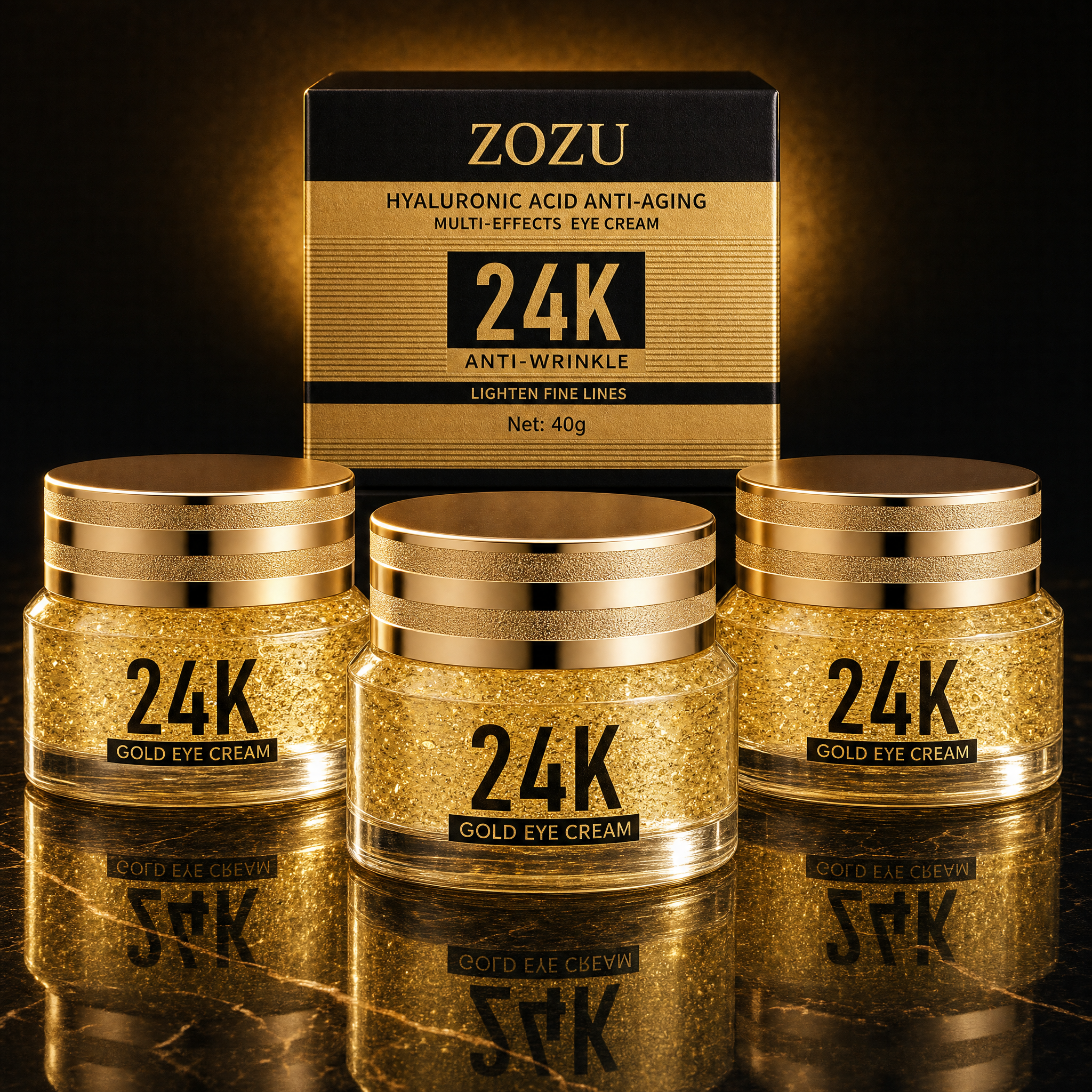 Kit com três potes do Aurum 24K