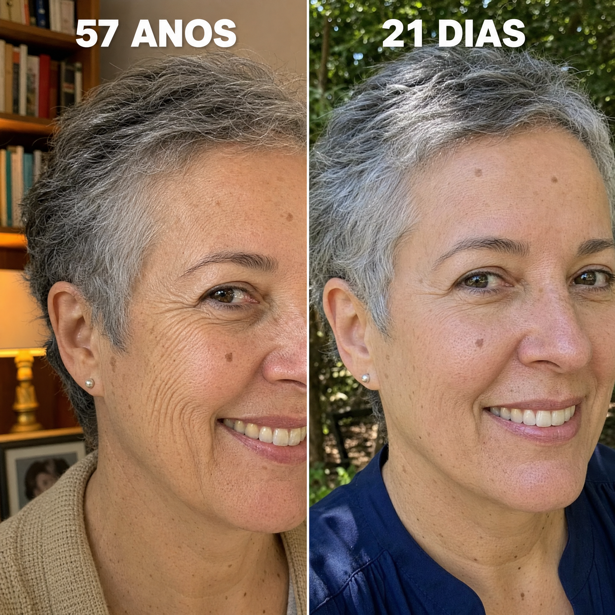Mulher de 57 anos com a área ao redor dos olhos após o uso do Aurum 24K
