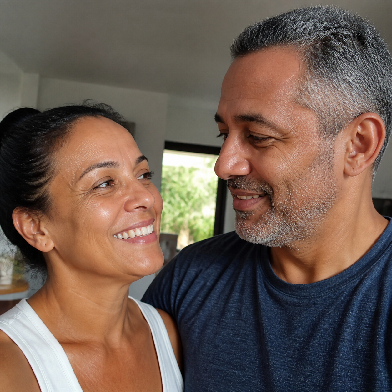Casal maduro conversando com confiança